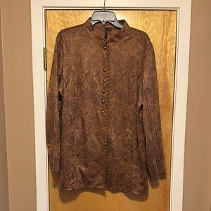 Brown Paisley Button-Up Shirt